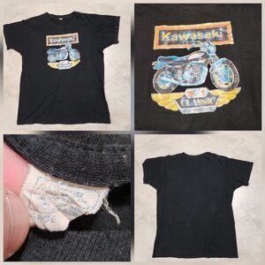 VTG 70s 1970s Kawasaki Z1 Mens L Large Motorcycle Promo Single Stitch‎ T Shirt